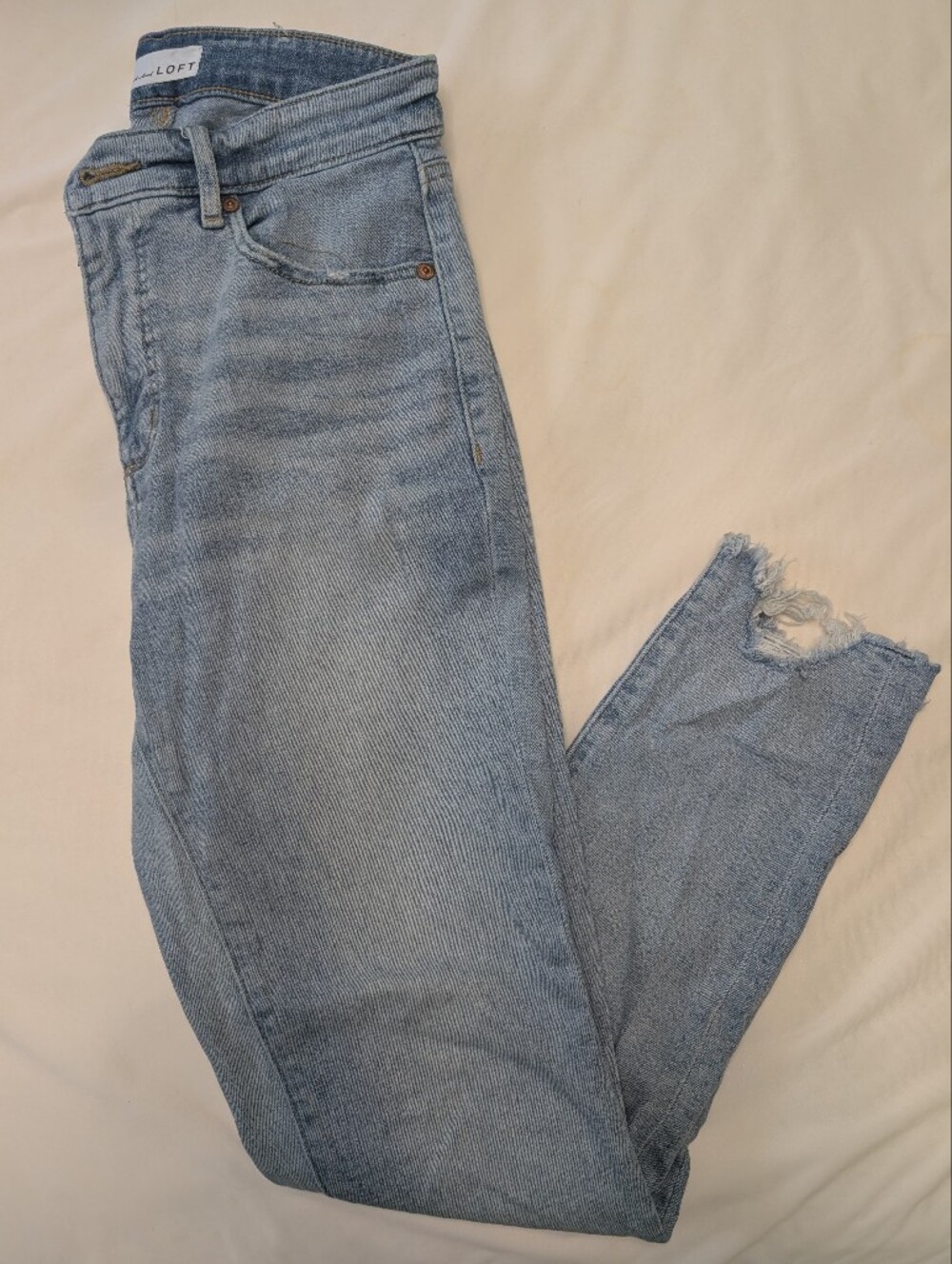 Loft Distressed High Waisted Curvy Skinny Jean